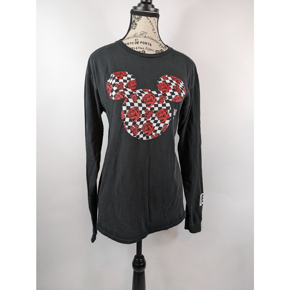 Neff x Disney Womens M T-Shirt Mickey Mouse Black White Roses Alice M28 Graphic
